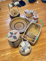 All baskets arranged on floor for overview