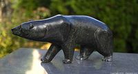 Left front view of soapstone polar bear carving