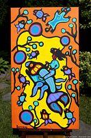 Full view of vertical acrylic painting showing entire composition