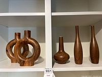 All five vases on shelf showing grouping