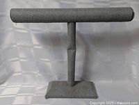 front view of grey fabric T-bar display stand