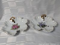 Both porcelain leaf dishes showing size and design