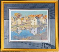 Front view of framed print showing artwork, frame, mats