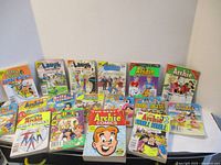 All 16 Archie digest comic books arranged on table