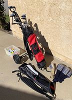 Full lot with pull cart, Wild Cat bag, Max sleeve, balls, headcovers, training aid