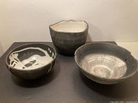 Three raku bowls group shot