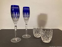 Front view of all four Waterford glasses