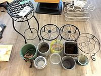 All items grouped – metal stands and assorted pots