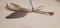 Serving spoon and cake server side by side
