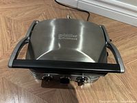 Closed view of stainless steel Cuisinart Griddler