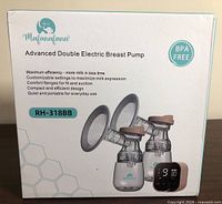 Front of sealed box showing Mafanafana RH-318BB double electric breast pump