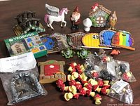 overview of all fairy garden items on table