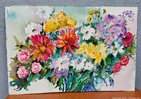 Full view of watercolor showing entire bouquet composition