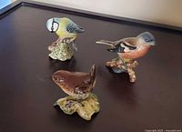 Three Beswick porcelain bird figurines standing on tabletop