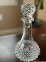 Pressed-glass diamond-pattern decanter with stopper assembled