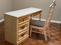 Desk left rear view with chair