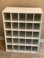 Front view showing all 25 cubbies