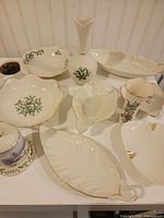 Overview of nine Lenox porcelain holiday pieces