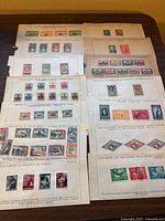 Overview of 12 album pages with mounted stamps