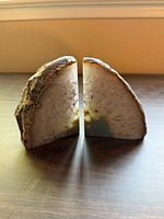 Front view of agate bookends showing polished crystal faces