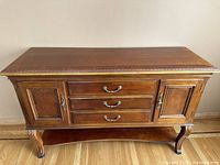Full front view of wooden sideboard buffet