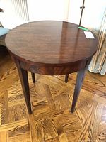Full view of round wooden side table