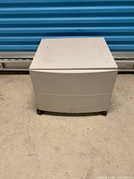 Front view of metal rolling cabinet