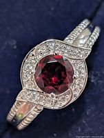 Top view showing garnet and CZ halo