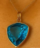 Pendant on chain showing size and colour