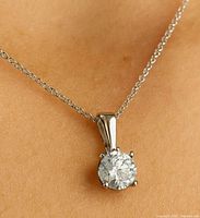 Pendant on chain worn to show scale