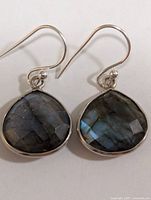 Front view of both labradorite earrings