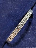 Close-up of marcasite stones and milgrain detail on ring face