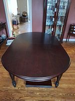 Full view of oval dining table assembled