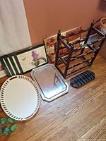 Group shot of all items leaning against wall