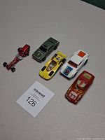 Top view of all five cars arranged side by side