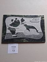 Full view of rectangular etched soapstone plaque