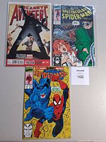 Overall lot showing three bagged Marvel comic books