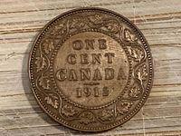 Reverse side of 1912 Canadian one cent coin