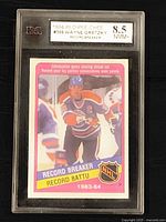 Front view of KSA-graded Wayne Gretzky #388 Record Breaker card in slab