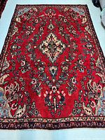 Full overhead view displaying entire rug design and borders