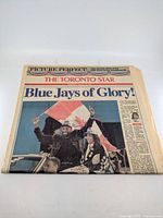 Front page showing headline and image