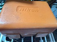 Exterior of orange Nikon hard case