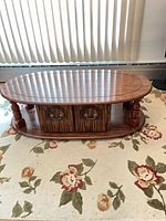 Top view showing oval shape and wood grain