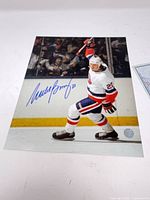 Front view of signed Mike Bossy 8x10 photo