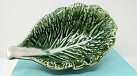 Top view of green cabbage leaf dish