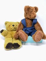 Both teddy bears front view, showing relative sizes and outfits