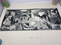 Full view of unframed "Guernica" offset lithograph showing image and credit margin