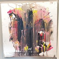 Full view of Cathy Brady pull string painting on canvas