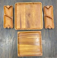All four wooden serving pieces laid out