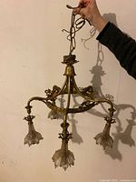 Full view of chandelier held up showing overall design